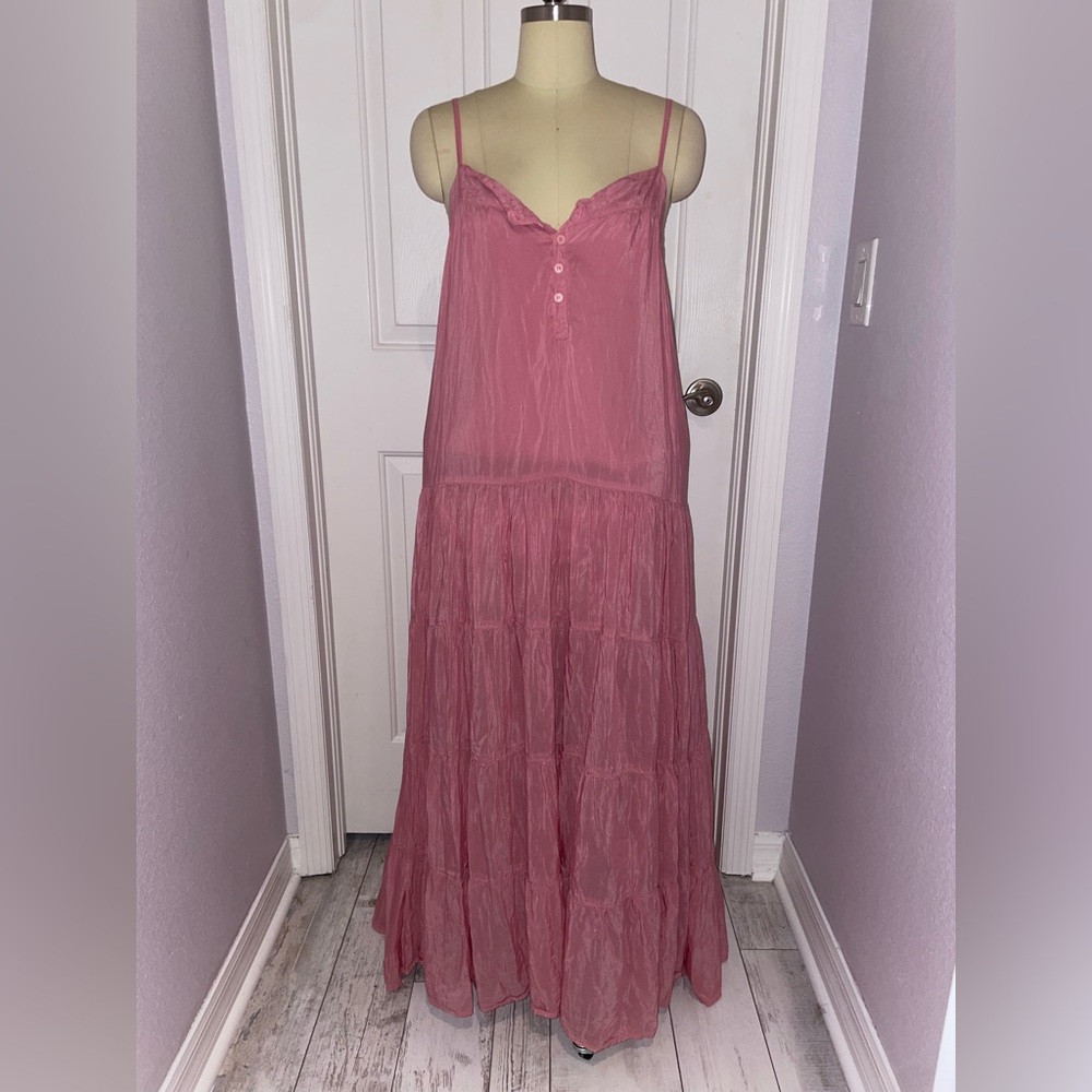 CP Shades Pink Silk Blend Maxi Dress
